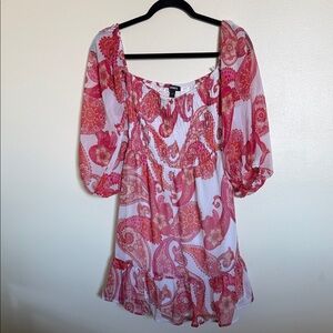 Express Pink and White Paisley Dress